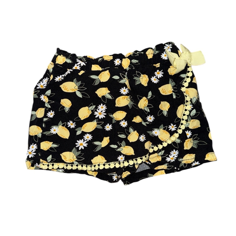 Lemon Print Black kids Shorts